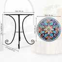 Mosaic Side Table Outdoor, 18 Inch Metal Accent Table, Indoor Small Round End Tables, Plant Stand Tables for Patio Yard Balcony Garden Bedside