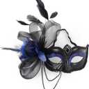 elegant black feather masquerade ball mask for women and men - perfect couple accessory for masquerade Halloween