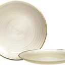 OCCASIONS 120 Ivory Gold Plastic Plates for 60 Guests - Heavy Duty Fancy Wedding Party Disposable Dinnerware Set 60 x 10'' Dinner + 60 x 7'' Salad/Dessert BPA Free China Like (Belize in Ivory & Gold), 120 Piece