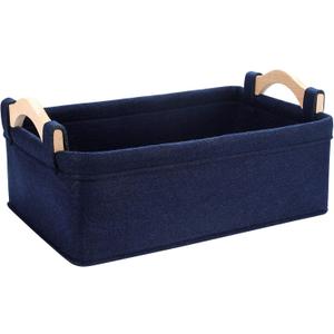 Rectangle Storage Baskets Navy Blue Storage Baskets Soft Decorative Nursery Bins for Books Magazines Album Dog Toys Bra Socks