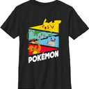 Pokemon Kids Starter Pendents Boys Short Sleeve Tee Shirt (Black)