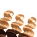 1B427 Honey Blonde Natural Human Hair Bundles Omber Chocolate Brown Body Wave Doubles Weft Unprocessed Virgin Human Hair Extensions Weave 3 Bundles Total 300g 20 22 24 Inch