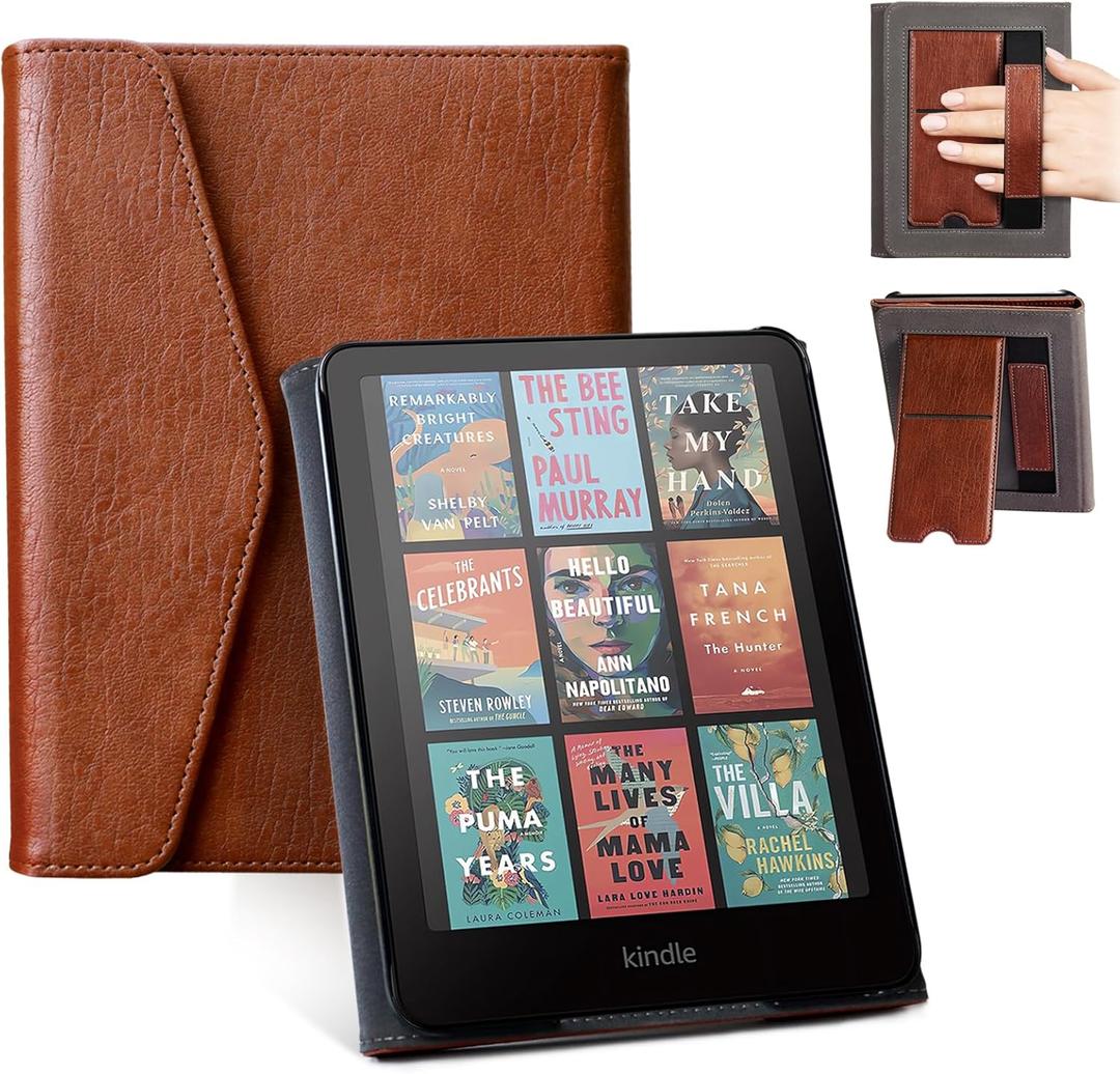 CoBak Premium Stand Case for Kindle Paperwhite & Kindle Colorsoft 7" & Kobo with Hand Strap,  Automatic Wake/Sleep, Stylish & Durable, Comfortable Reading & Protection, Compatible with iPhone Stand