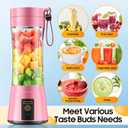 Portable Blender Make Shakes and Smoothies - USB Rechargeable Personal Size Mini Blender Freshly Squeezed, 380Ml BPA Free Travel Cup in Picnic/Office/Gym, Pink
