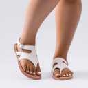 Luoika Women's Wide Width Flat Sandals, Flip Flop Casual Strapy Sandals Slip on Summer Beach Shoes for Women.