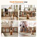HOOBRO Indoor Dog Gate with Support Feet, 24 Inch 4 Panels, Freestanding Pet Gate for Doorway, Stairs, Folding Dog Fence, 360 Hinge for Easy Access, Sturdy Iron Pipe, Rustic Brown BF54PP03