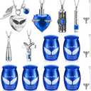 12 Set Small Urn Cremation Jewelry Necklaces for Ashes Stainless Steel Keepsake Urns Memorial Locket Mini Ash Holders Waterproof for Human Adult Female Male Family Loved One(Blue)