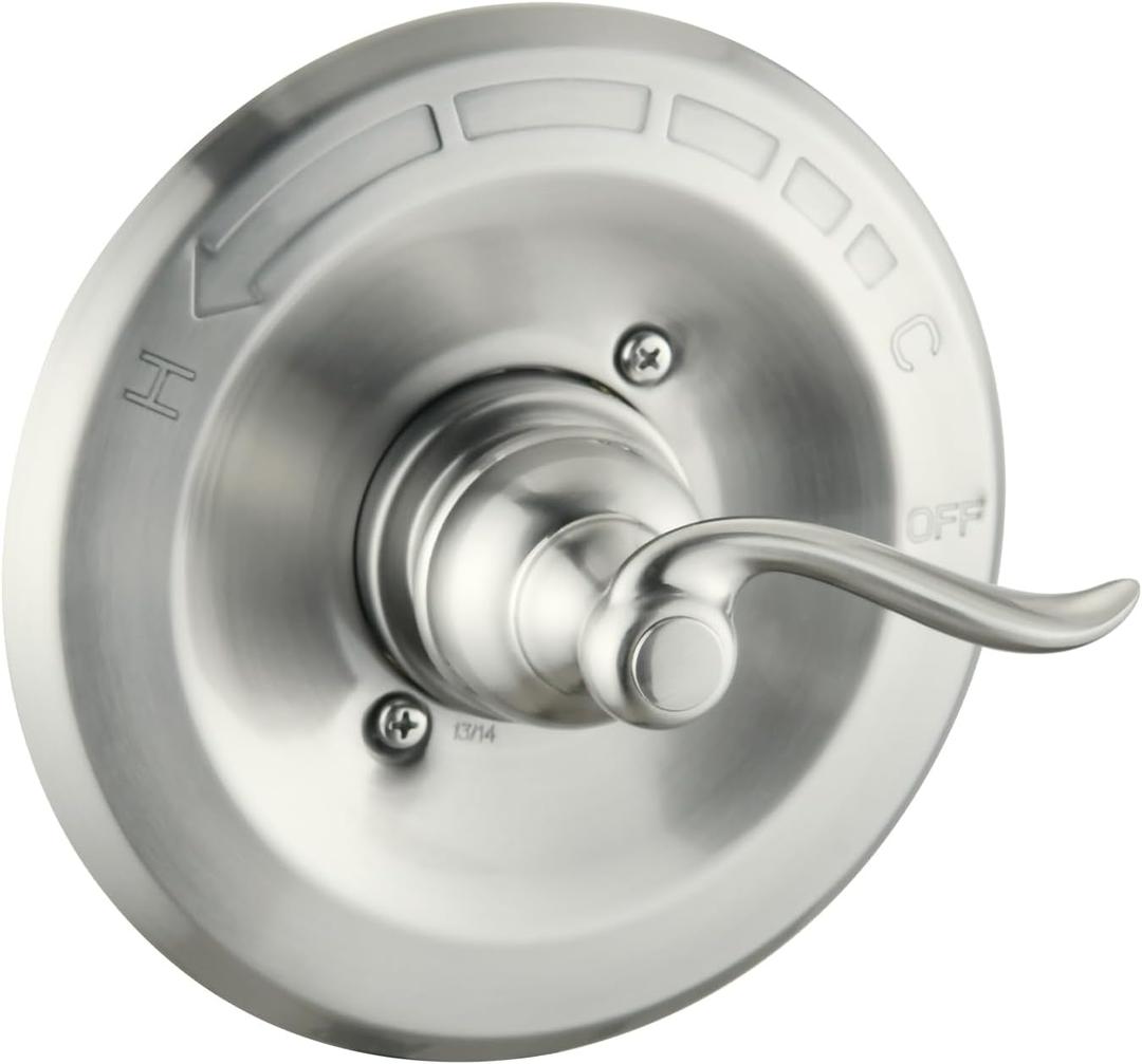 Replacement for Delta 13/14 Series BT14096 Trim Kit, Zinc Alloy Shower Cover Plate with Handle (Fits R10000 Valve, Cartridge Not Included), Brushed Nickel
