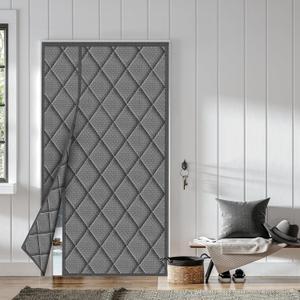 No Magnet Thermal Insulated Door Curtain, Fit Door Size 80 x 90 inch Waterproof Thicken Winter Cover Windproof Insulation Blanket, Gray