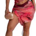 Women Sexy Sheer Halterneck Mini Dress Hollow Out Colourful Mesh Floral Dress for Beach Party Night (Red, S)