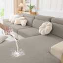 hyha Waterproof Couch Cushion Covers, Waterproof Sectional Couch Covers for 3 Cushion Sofa for Pets, Stretch Sofa Slipcover Washable with Elastic Bottom(3 Packs, Taupe)