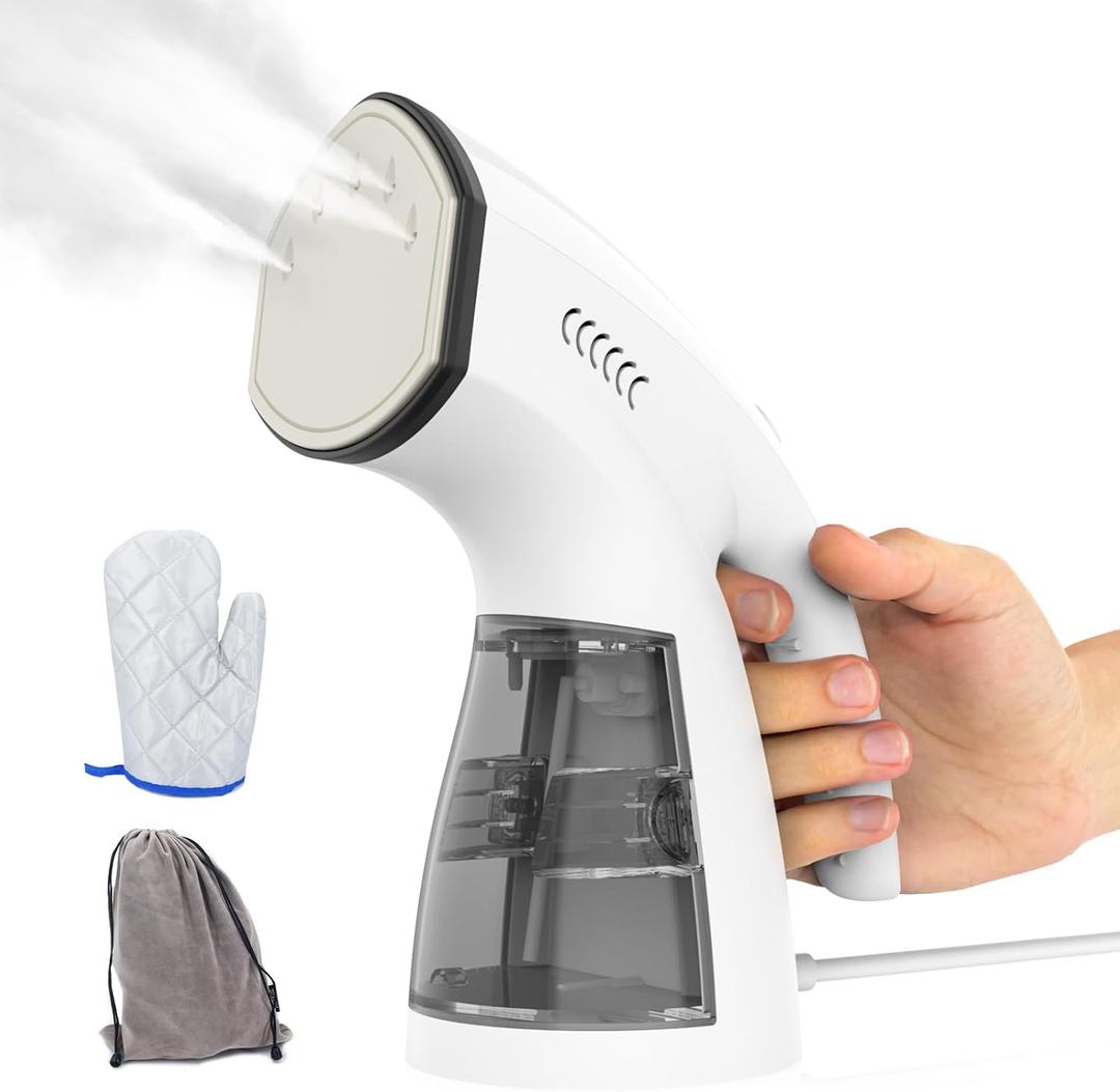 Portable Clothes Steamer Iron Fast Remove Wrinkles,Heat Up Quickly 260ml Water Tank 1000W Handheld Steamer Iron with Ironing Gloves for Clothes, No Spilling