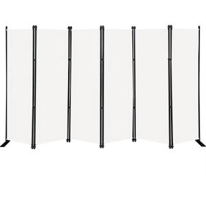 MAYOLIAH 6 Panel Folding Privacy Screen 9ft Wide, 6ft Tall Partition Room Divider Portable Office Walls Dividers Panel, White