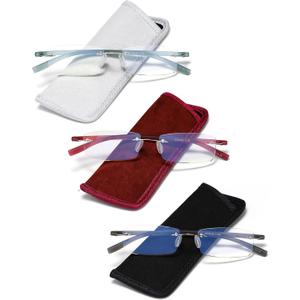 HIYANJN Rimless Reading Glasses For Women Tr90 Blue Light Blocking Eyeglasses Lightweight Frameless Computer Readers(3-Pack, 1.5)