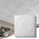 Art3d 12-Pack Drop Ceiling Tiles 2x2 FT, Decorative Easy Install PVC Ceiling Panels for Interior Kitchen Bathroom Basement, 24x24 Inch, White