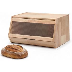 LIBKEN Bread Box  Durable Wooden Bread Bin with Secure Plastic Lid, Scandinavian-Inspired Design for Kitchen Countertop  Stylish Storage for Bread & Pastries