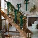 12 Pcs Green Velvet Christmas Bow 10 x 24inch Extra Large Christmas Bow with Extra Long Tail Neutral Holiday Decor Velvet Ribbon Bows for Xmas Garland Fireplace Stairs Mirror Door