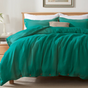 TOSMO Luxury Comforter, Shell & Filling 100% Bamboo Viscose - Soft, Breathable & Silky - Down Alternative Blanket for a Restful Sleep (Queen, All Seasons, Green)