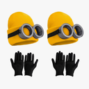 6 Pcs Costume Accessories Includes Vintage Steampunk Goggles Glasses Yellow Beanie Knit hats Black Gloves (yellow2)