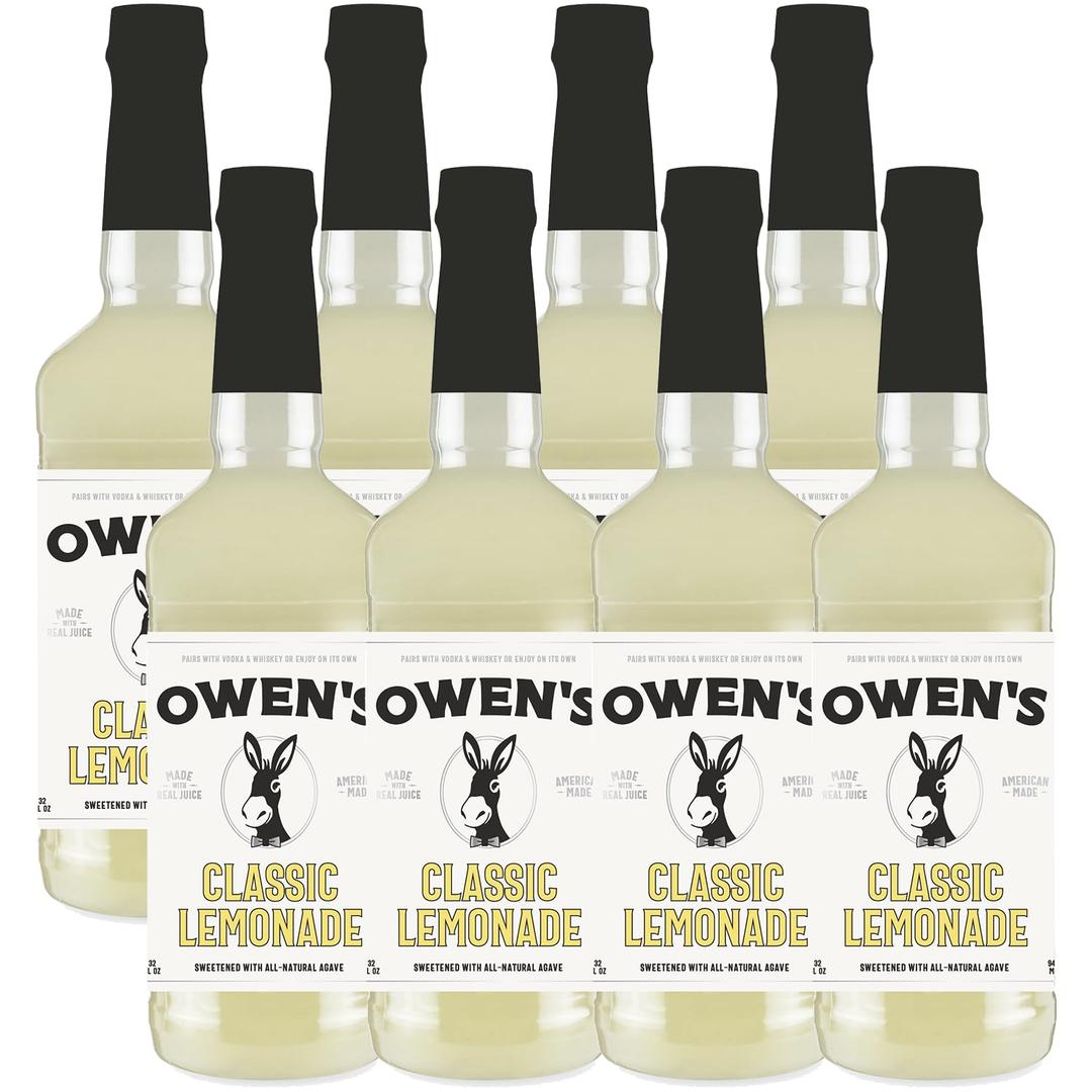 Owen's Classic Lemonade, Premium Cocktail Mixer Made with Real Fresh Lemon Juice - 750ml Bottle (8 Pack)