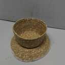 PEARL + CREEK Lagena Decorative pedestal bowl - Handmade moonj grass decorative bowl  natural fiber key bowl, fruit basket, storage for entryway, kitchen & boho home decor - White Trim 7"