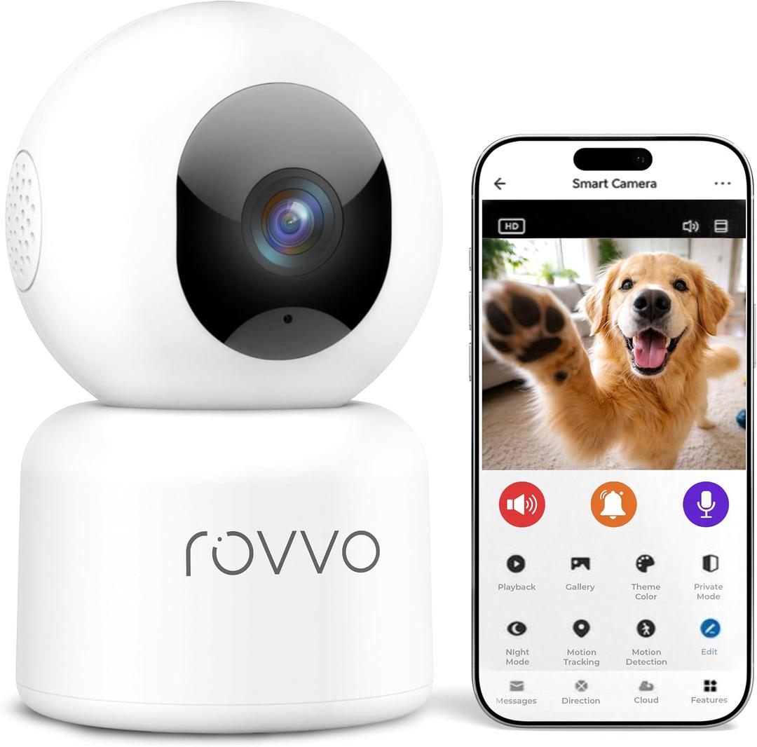 2K HD Pet Camera - 360 Smart Puppy Monitor with 5GHz & 2.4GHz Dual-Band WiFi, Smart Motion Tracking, 2-Way Audio, Night Vision, Indoor Camera for Dogs & Cats, Works with Phone App.