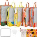 7 Pcs Compression Packing Cubes Travel for Suitcases, Luggage Organizer Washable Storage Bags Set for Backpack Travel- Packaging Cubes for Carry-Ons and Storage (yellow orange)