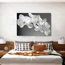 Orchid Canvas Wall Art Bathroom Wall Decor Gray Posters White Floral Painting Prints Modern Artwork for Living Room Bedroom Home Office Decor Framed(Flowers-5,16.00"x24.00")