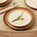 Pokini Ceramic Dishes Set, 9 Piece Stoneware Dinnerware Sets, Chip and Scratch Resistant, Easy to Stack & Clean, Modern Rustic Look, Brown Yellow
