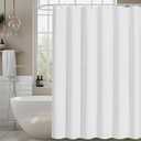 White Boho Shower Curtain, Jacquard Sunflower Textured Shower Curtains for Bathroom, Soft Farmhouse Style Hotel Shower Curtain with 12 Hooks, Grommet Top, Machine Washable, 72x72 inch