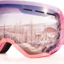 FONHCOO Ski Goggles for Men Women, Anti-Fog OTG Snow Snowboard Glasses with Detachable Lens for Skiing Skating, UV Protection