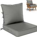 Outdoor Seat Cushion Set 22 L 22 W 4 H Inch Waterproof & Fade Resistant Patio Furniture Cushions with Removable Cover with Handle and Straps for Sofa Chairs, Chairs, Light Grey