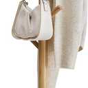 VASAGLE Solid Wood Coat Rack, Free Standing Hall Coat Tree with 8 Hooks, 3 Height Options, for Coats, Hats, Bags, Purses, for Entryway, Hallway, Rubberwood Hooks and Pole, Natural Beige