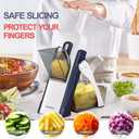SupMaKin Safe Mandoline Slicer for Kitchen, Potato Slicer, All in 1 Vegetables Slicer and Chopper, French Fry Cutter, Adjustable Thickness, Dishwasher Safe Chopping Artifact Gift (Blue)