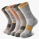 Anlisim Merino Wool Hiking Socks for Women Thermal Winter Warm Boot Work Cushion Socks 5 Pairs,M, Brown