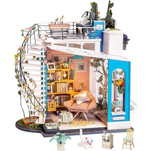 Rolife DIY Miniature House Kit Dora's Rooftop, Tiny House Kit for Adults to Build, Mini House Making Kit with Furnitures, Halloween/Christmas Decorations/Gifts for Family and Friends (Dora's Rooftop)