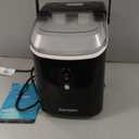 EUHOMY Nugget Ice Maker Countertop with Handle, Ready in 6 Mins, 34lbs Per Day, Removable Top Cover, Auto-Cleaning, Portable Sonic Ice Maker with Basket and Scoop, for Home/Party/RV/Camping (Black)