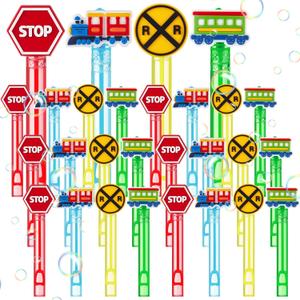 24 Pcs Train Party Favors Train Bubble Wands for Kids Transportation Party Goodie Bag Filler Bubbles Wands Bulk Car Toys Gifts Decor for Birthday Wedding Bridal Baby Shower Anniversaries