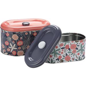 BSTKEY 2 Pack Cookie Tins, Cookie Snack Jars with Lid, Decorative Candy Canister, Baking Gift Tins Cute Countertop Tinplate Box for Storing Patisseries, Puff Pastries Craft Supplies, 2 Sizes