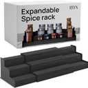 Ibyx Premium 3-Tier Spice Rack Organizer for Cabinet - Expandable Bamboo Spice Storage - Non-Skid Countertop Step Spice Shelf - Great for Kitchen Cabinet, Countertop, Cupboard, Pantry (Black)