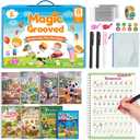 Magic Grooved Writing Practice Books for Kids 3-8,7 Reusable Grooved Handwriting Books-Letters Numbers Math Painting-Preschool Learning Activities-Birthdays Gifts for 3 4 5 6 7 8 Years Old (8)