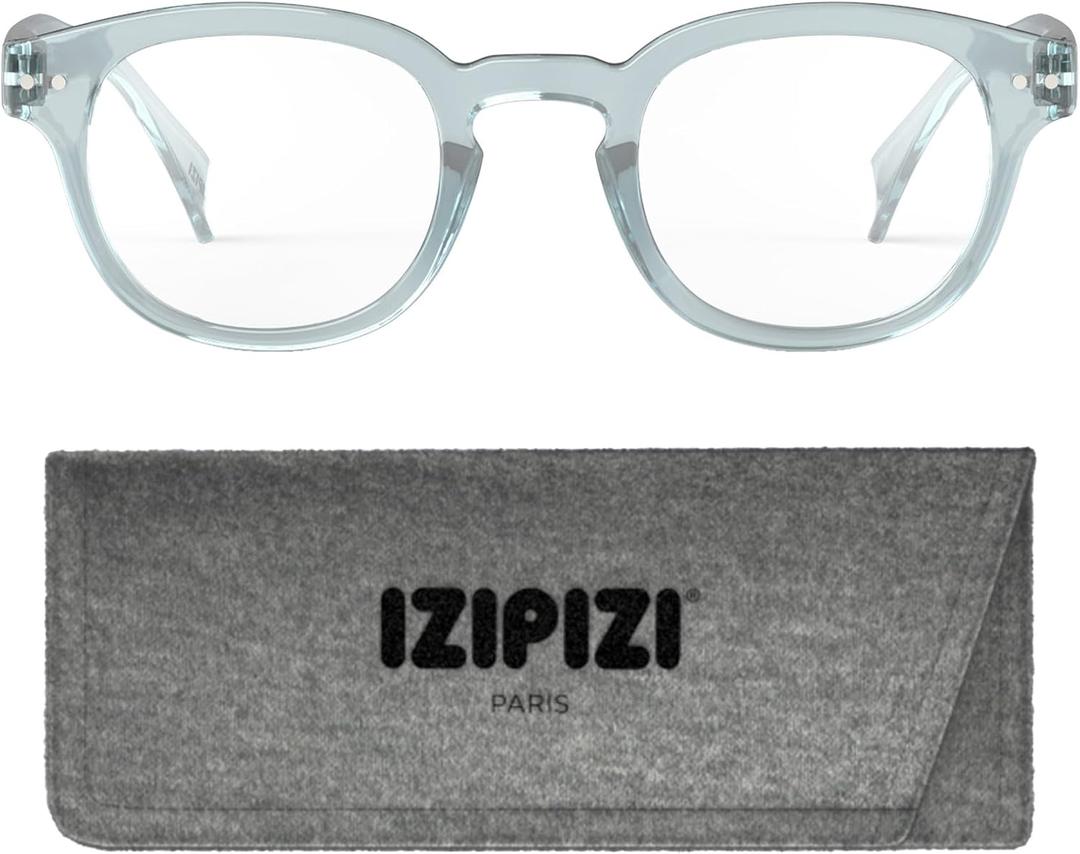 IZIPIZI READING #C Reading Glasses for Women and Men – Square Glasses with Anti-Scratch Lenses, Lightweight Fashion Frame (Frozen Blue, 1.5, x)