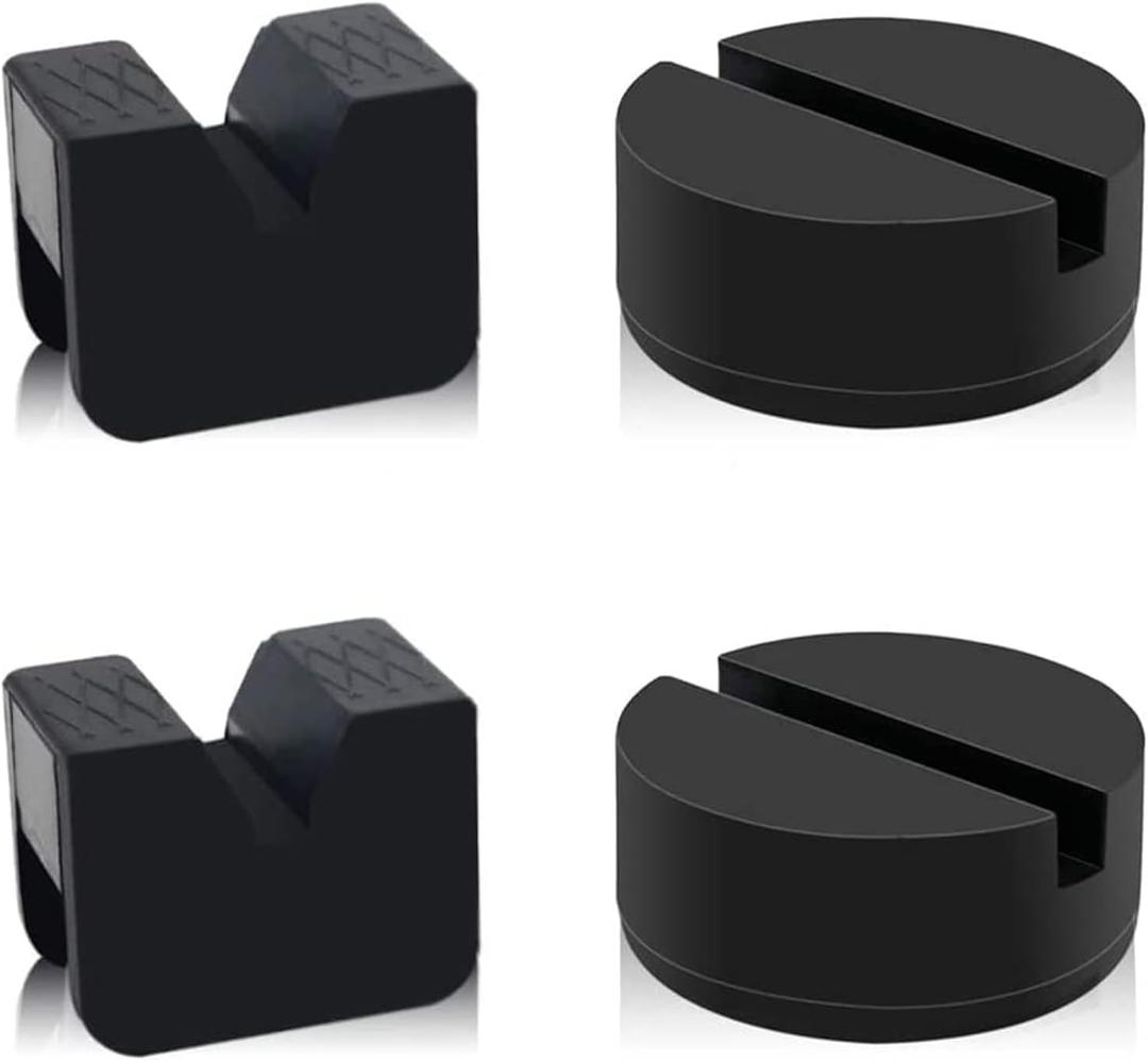 2 Types Jack Stand Pads Adapter 3 Ton Universal Rubber Slotted Frame Rail Pinch welds Protector for Jack Stand (4 Pack)