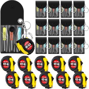 Jutom 24 Pcs Mini Tape Measure Keychain Bulk Mini Screwdriver Keychain Set Adult Tool Party Prize for Father's Men Gifts