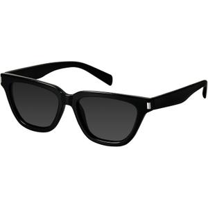 mosanana Trendy Small Cat Eye Polarized Sunglasses for Women Retro Square Narrow Skinny Sun Glasses MS52358 (C1-black)