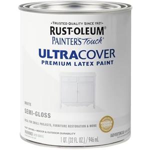Rust-Oleum 1993502 Painter's Touch Ultra Cover Multi-Purpose Brush-On Paint, 1 Quart each, Semi-Gloss White 2 Pack