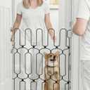 Retractable Dog Gate for Front Door 26" Wide 30.7" Tall Automatic Retractable Dog Barrier to Keep Pets Secure When Door Opens/Closes, Hardware Mount Front Door Barrier for Small/Large Dogs, Indoor (Black)