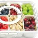 Snackle Box Container, 8 Compartment Divided Serving Tray with Lid and Handle, Snack Box Container for Candy, Fruit and Snacks, Great for Gatherings, Outings, Parties and Entertaining