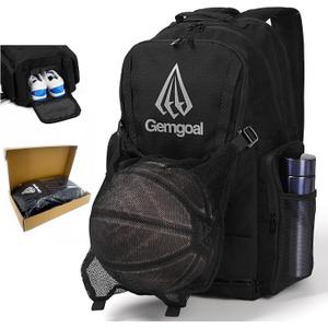 Pro Basketball Bag with Size 14 Shoe Compartment & Detachable Ball Mesh,Large Basketball Backpack for Boys with Wet Dry Separation,Insulated Cooler Pocket,Best for Basketball,Soccer,Volleyball