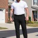 Big and Tall Mens Golf Pants 30 Inseam Stretch Work Dress Slacks Lightweight Casual Trousers with Pockets (Black, L) 54x30 